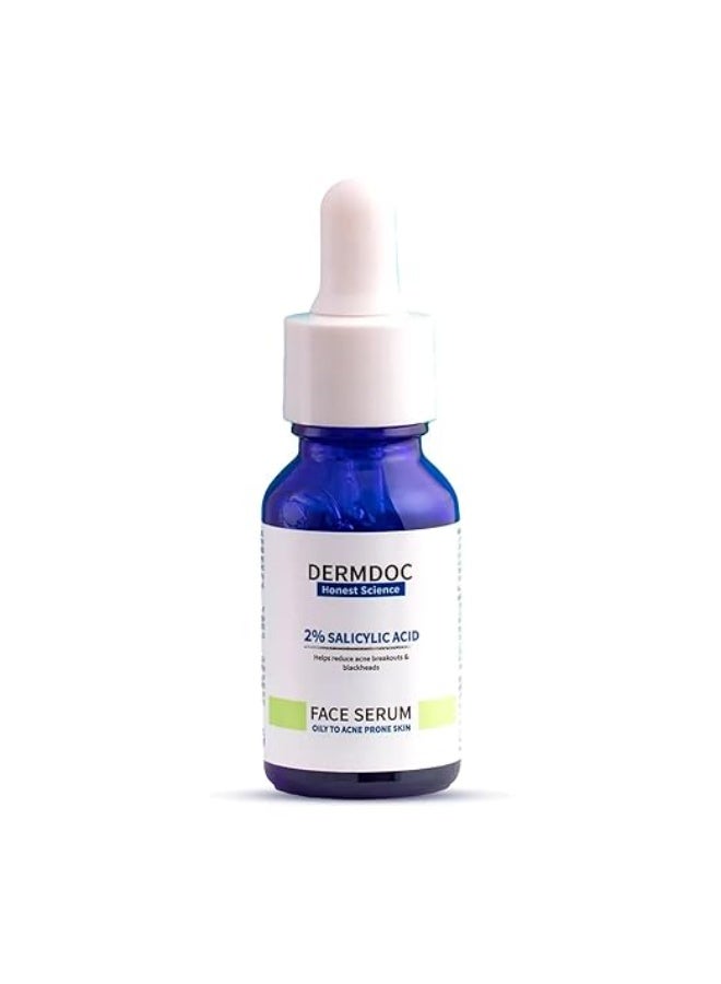DERMDOC 2% Salicylic Acid Face Serum for Oily and Acne-Prone Skin, Zero Irritation, Water-Based, 15ml - Image 1